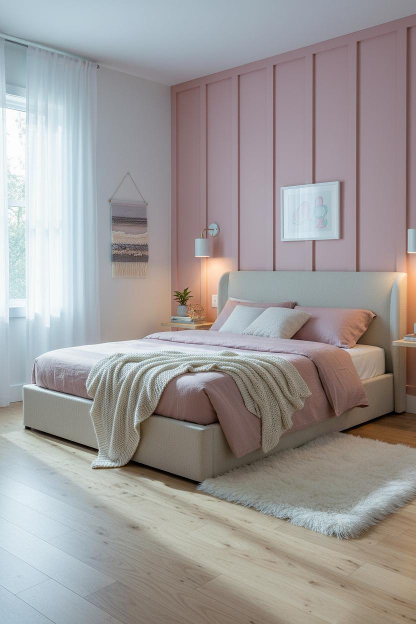 Teen Bedroom Blush Pink Board and Batten