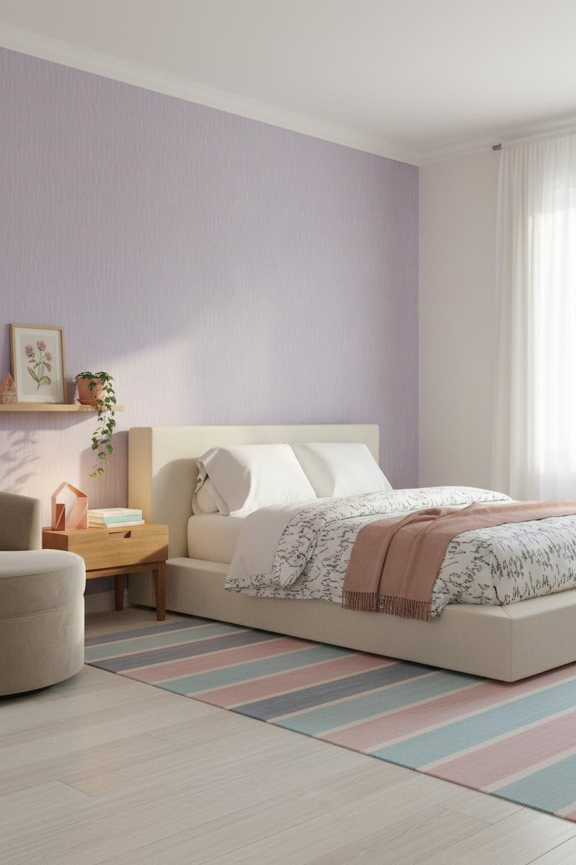 Teen Bedroom Lavender Japandi Natural Light