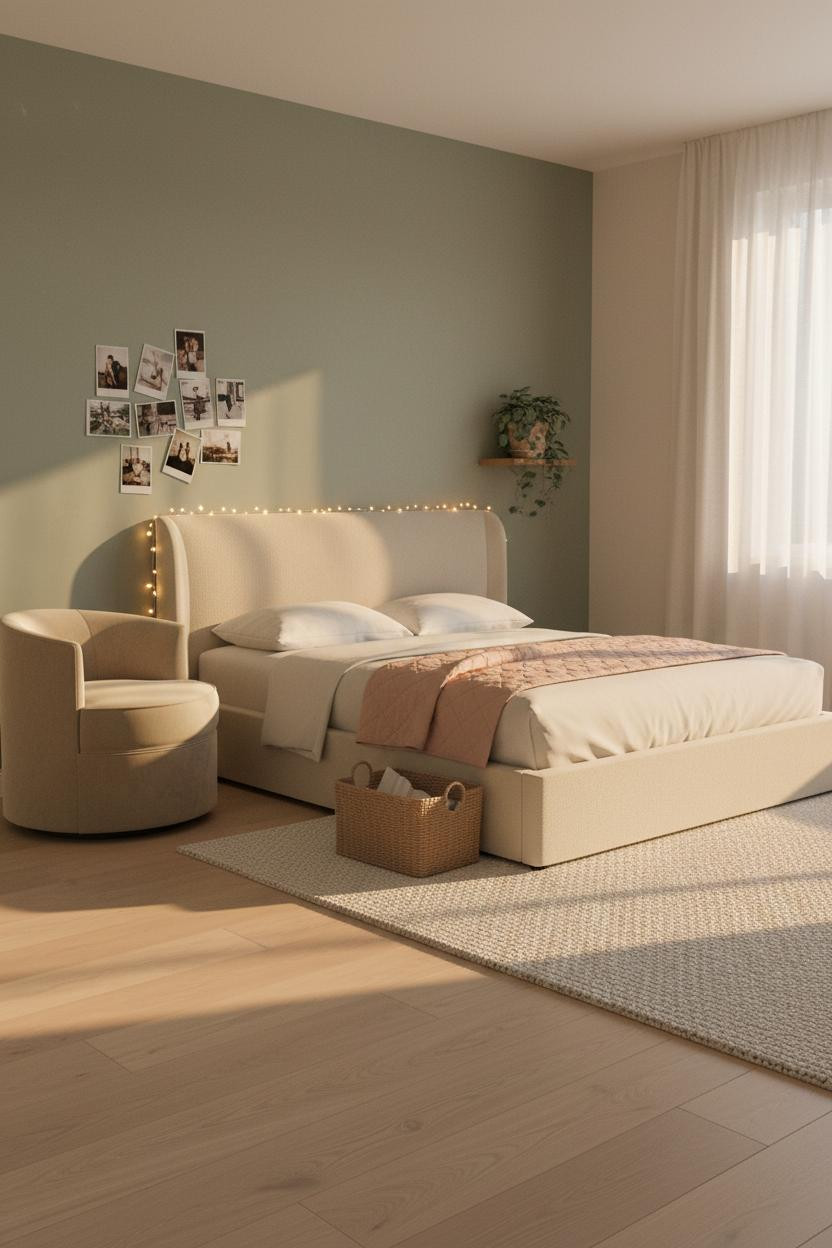 Teen Bedroom Sage Green Fairy Lights