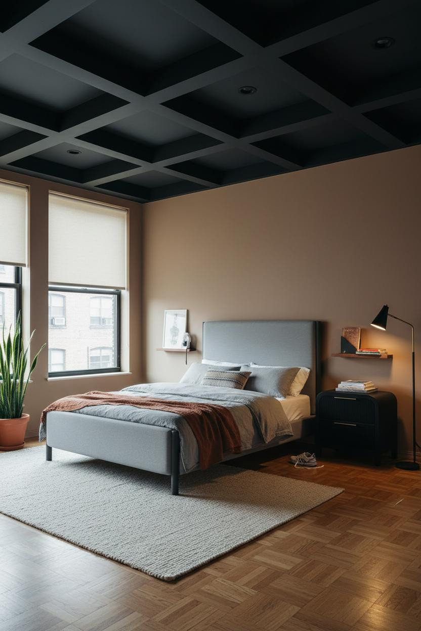 Teen Boy Bedroom Coffered Ceiling Loft Modern Design