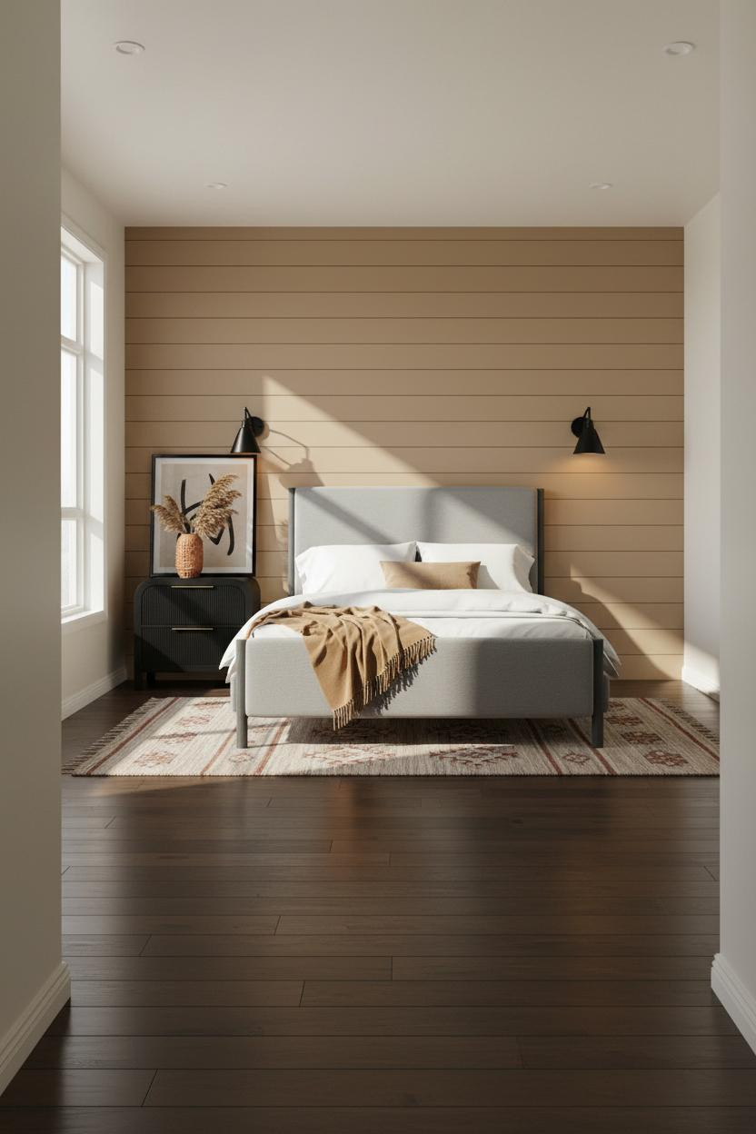 Teen Boy Bedroom Shiplap Accent Wall Modern Rustic Design