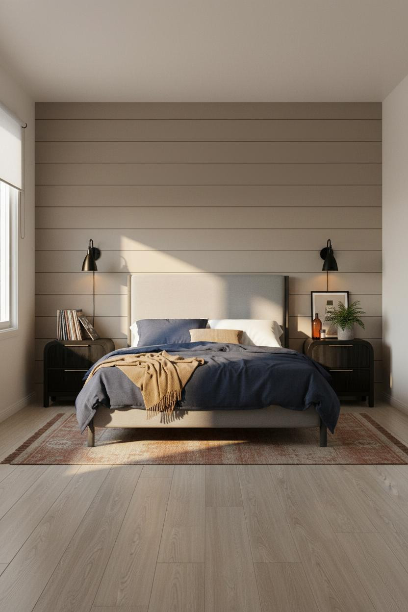 Teen Boy Bedroom Shiplap Golden Light Modern