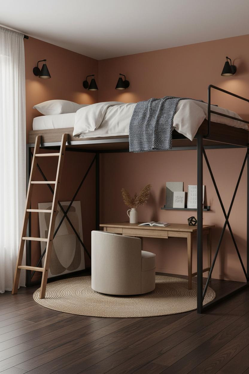 Teen Loft Bedroom Industrial Boho Design