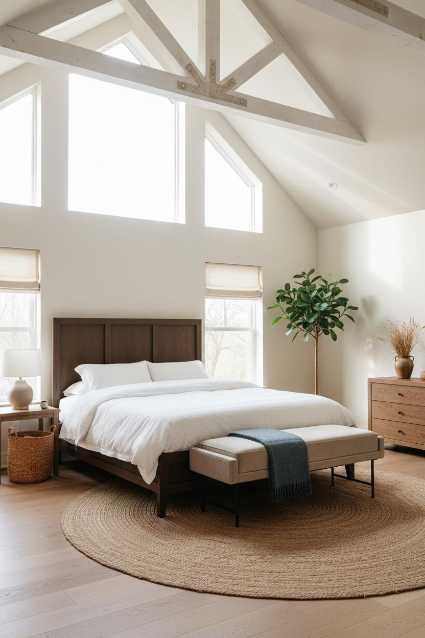 Vaulted Ceiling Bedroom Master Suite Exposed Beams