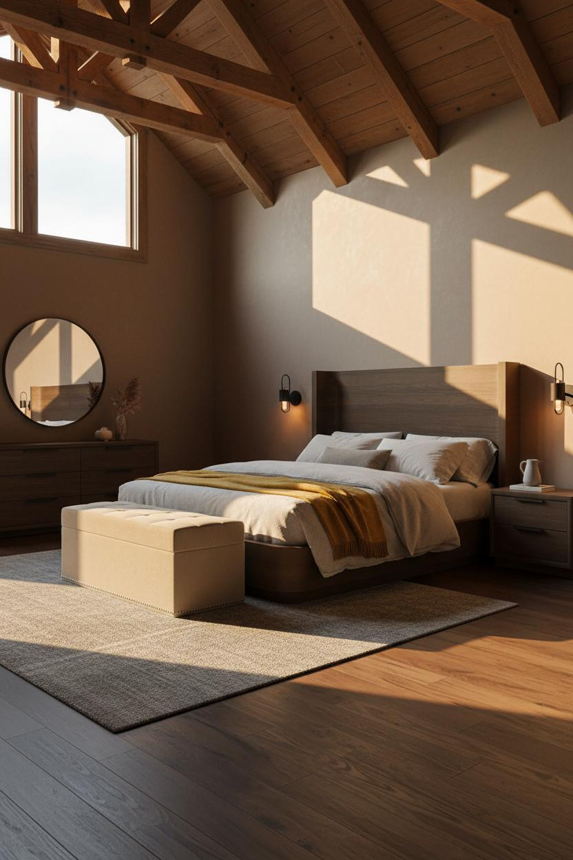 Vaulted Ceiling Bedroom Master Suite Timber Rafters