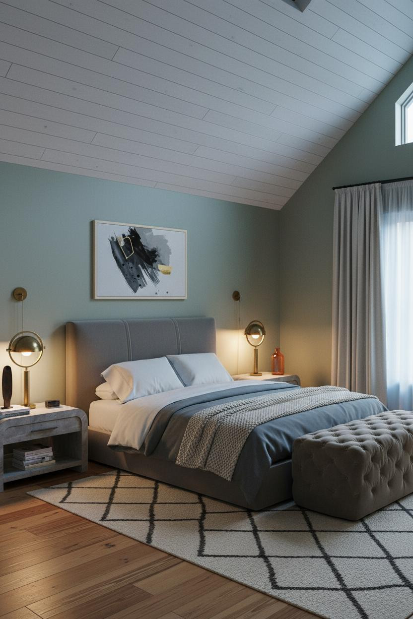 Vaulted Ceiling Master Bedroom Farmhouse Design