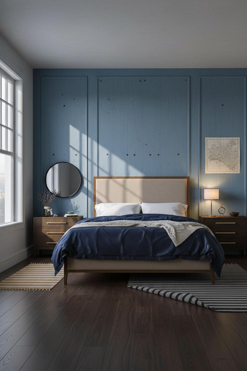 Vintage Bedroom Board Batten Blue