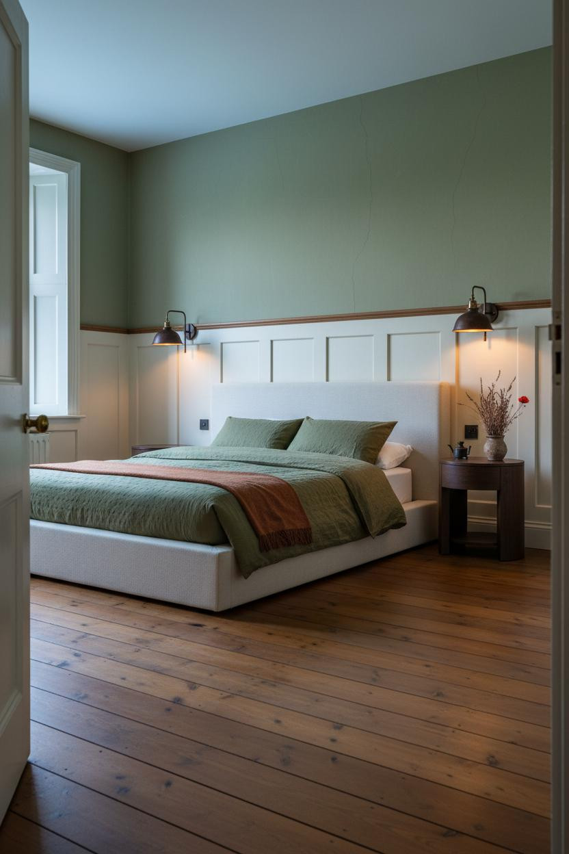 Vintage Bedroom English Cottage Moss Green