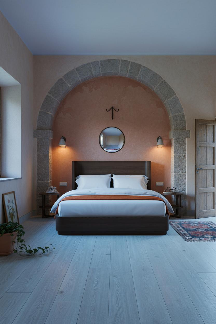 Vintage Bedroom Tuscan Stone Arch Alcove