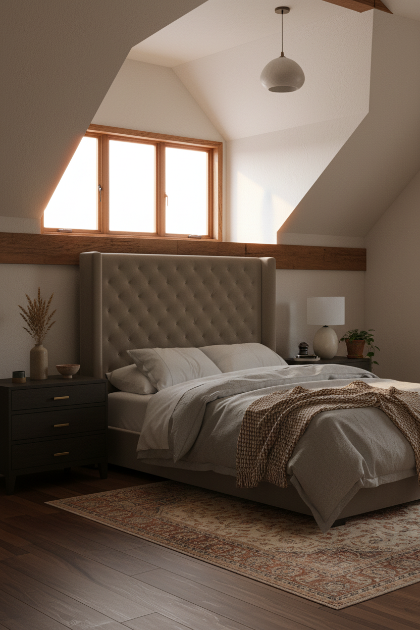 Warm Cozy Attic Bedroom Amber Light