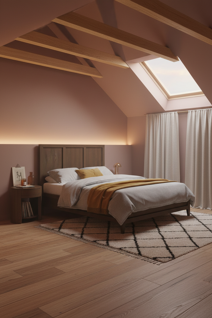 Warm Cozy Attic Bedroom Boho Trusses