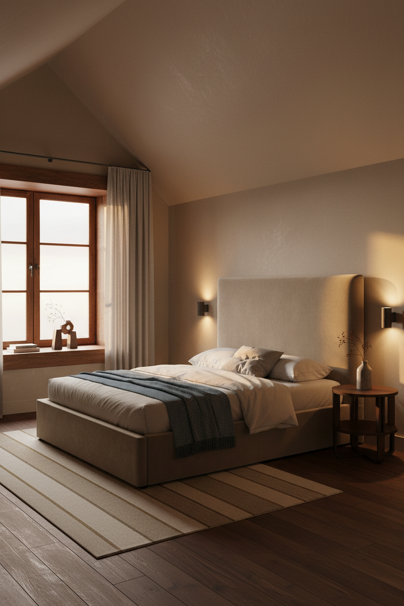 Warm Cozy Attic Bedroom Golden Light
