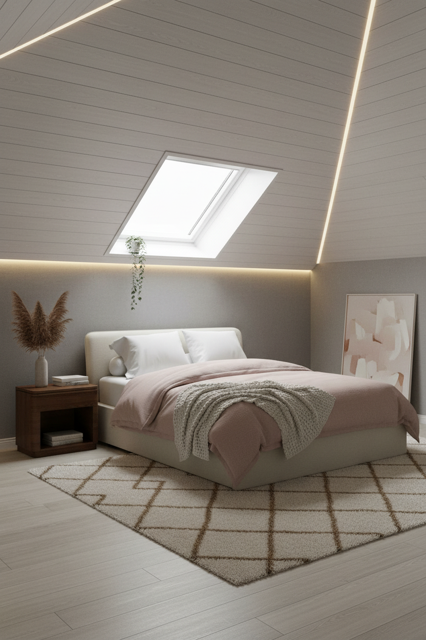 Warm Cozy Attic Bedroom Neutral