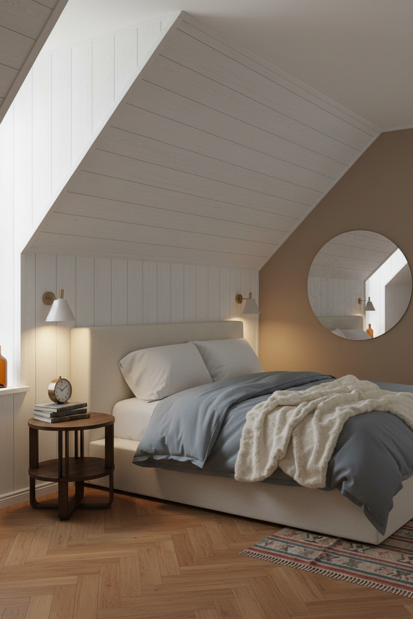 Warm Cozy Attic Bedroom Neutral Aesthetic