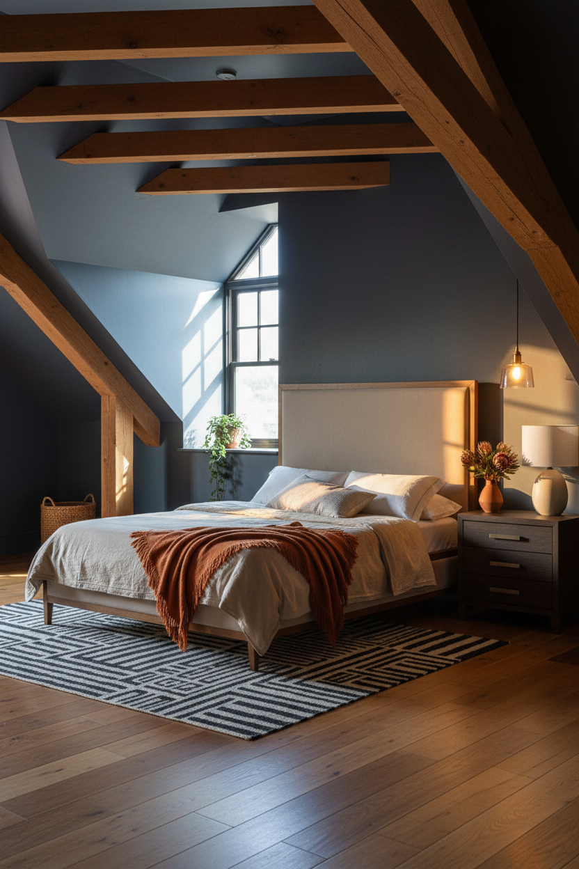Warm Cozy Attic Bedroom Rustic Modern