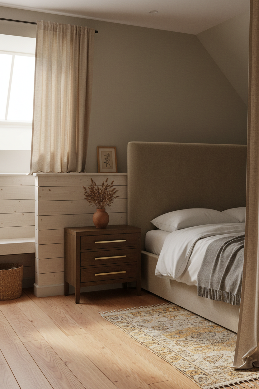 Warm Cozy Attic Bedroom Wainscoting Natural Light