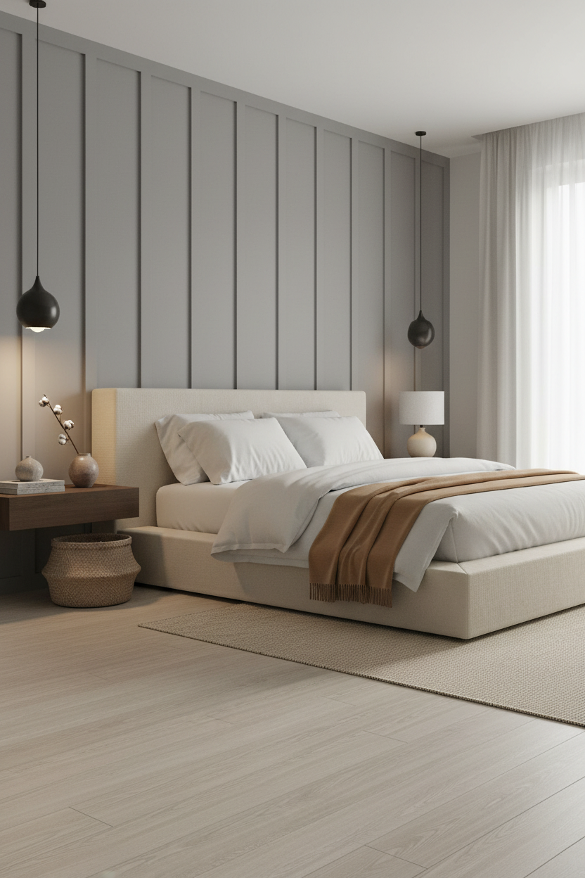 White Bed Frame Bedroom Board and Batten
