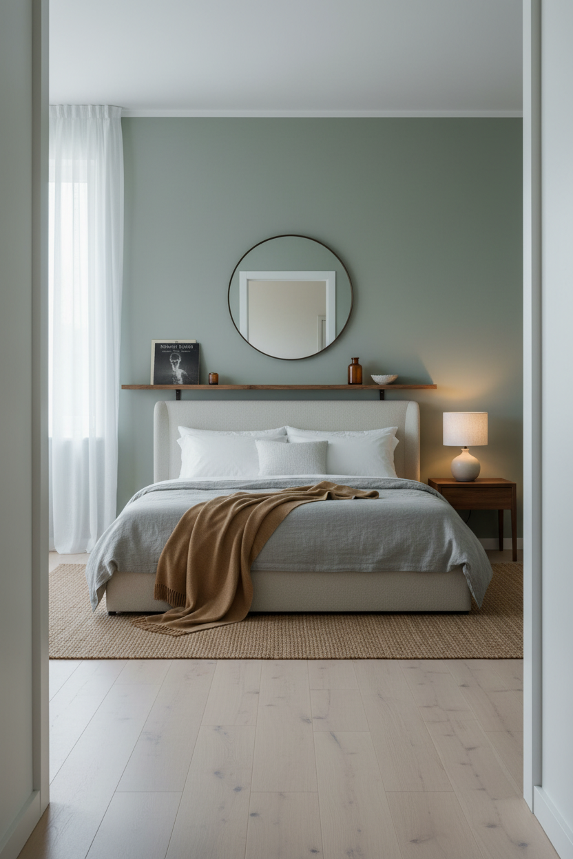 White Bed Frame Bedroom Natural Wood Shelf