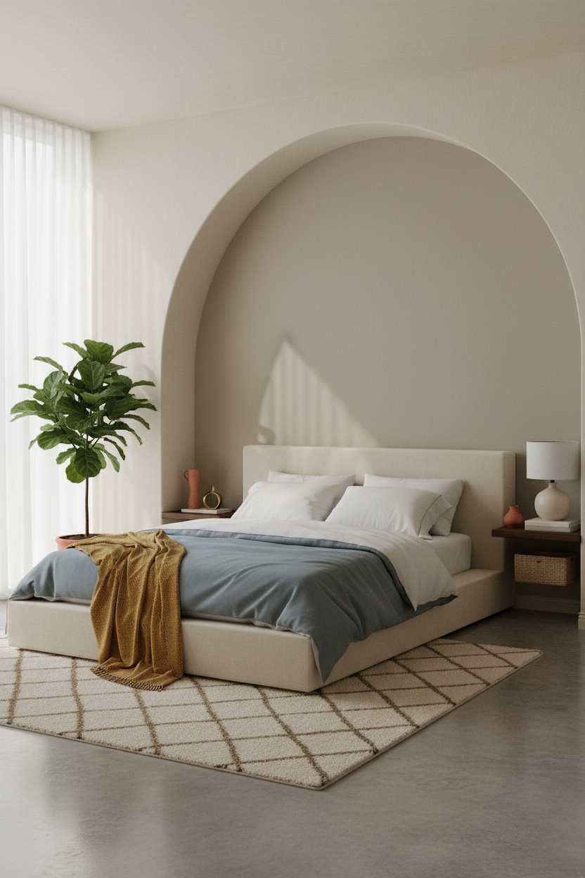 White Bed Frame Coastal Modern Bedroom