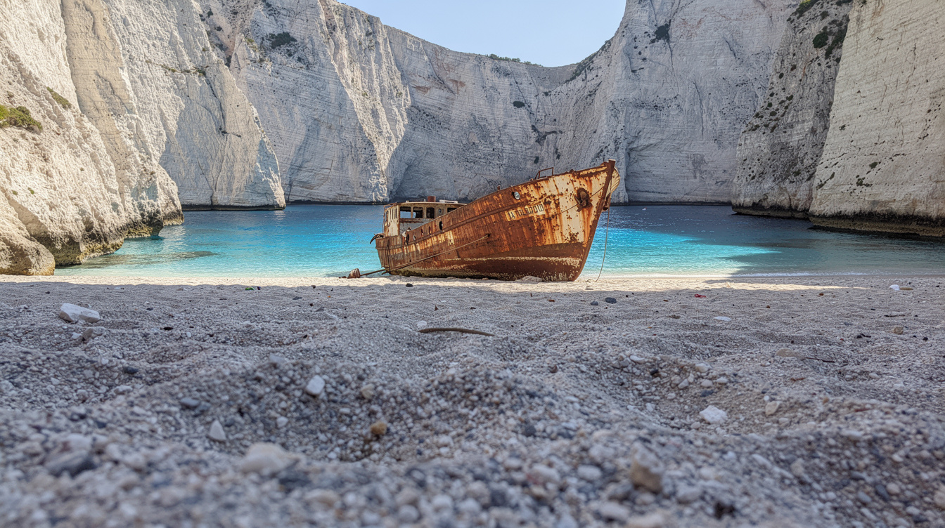 Every photo of Navagio Beach was shot from 300 feet up, the sand tells another story