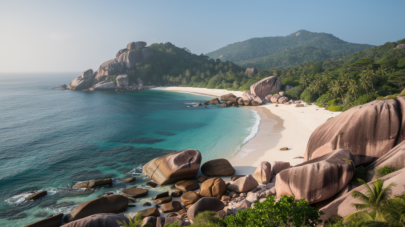 On this Seychelles beach the south end stays calm while the north end gets chop by 10am