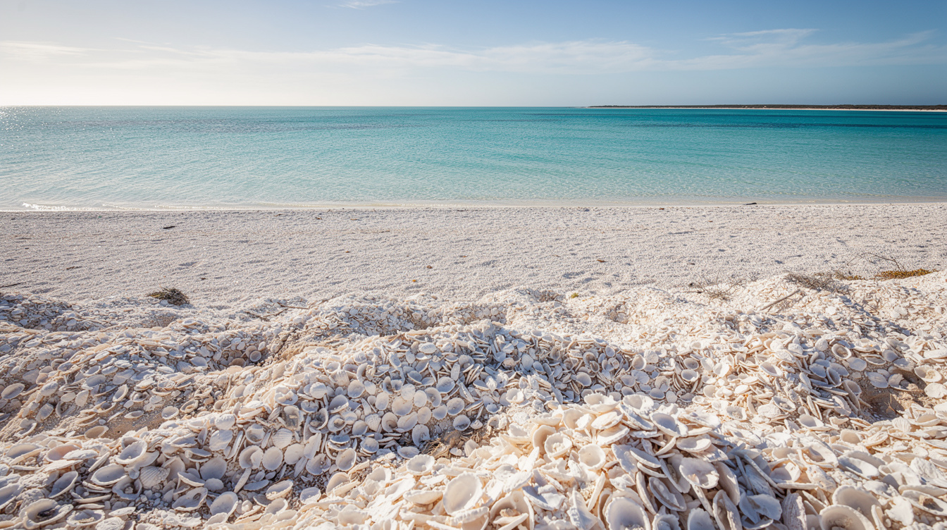Shell Beach has no sand, just 37 miles of cockle shells piled 33 feet deep
