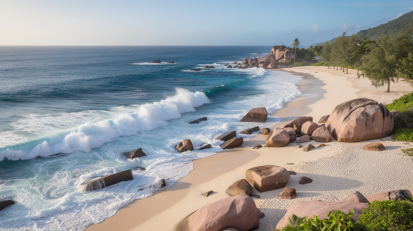 Anse Intendance looks like a swim beach in July, the Indian Ocean disagrees