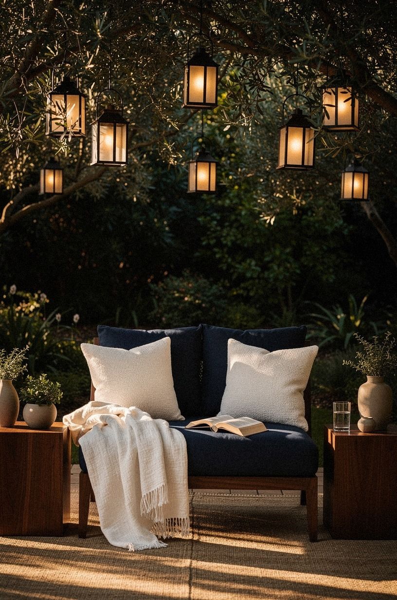 Hang lanterns from low tree branches