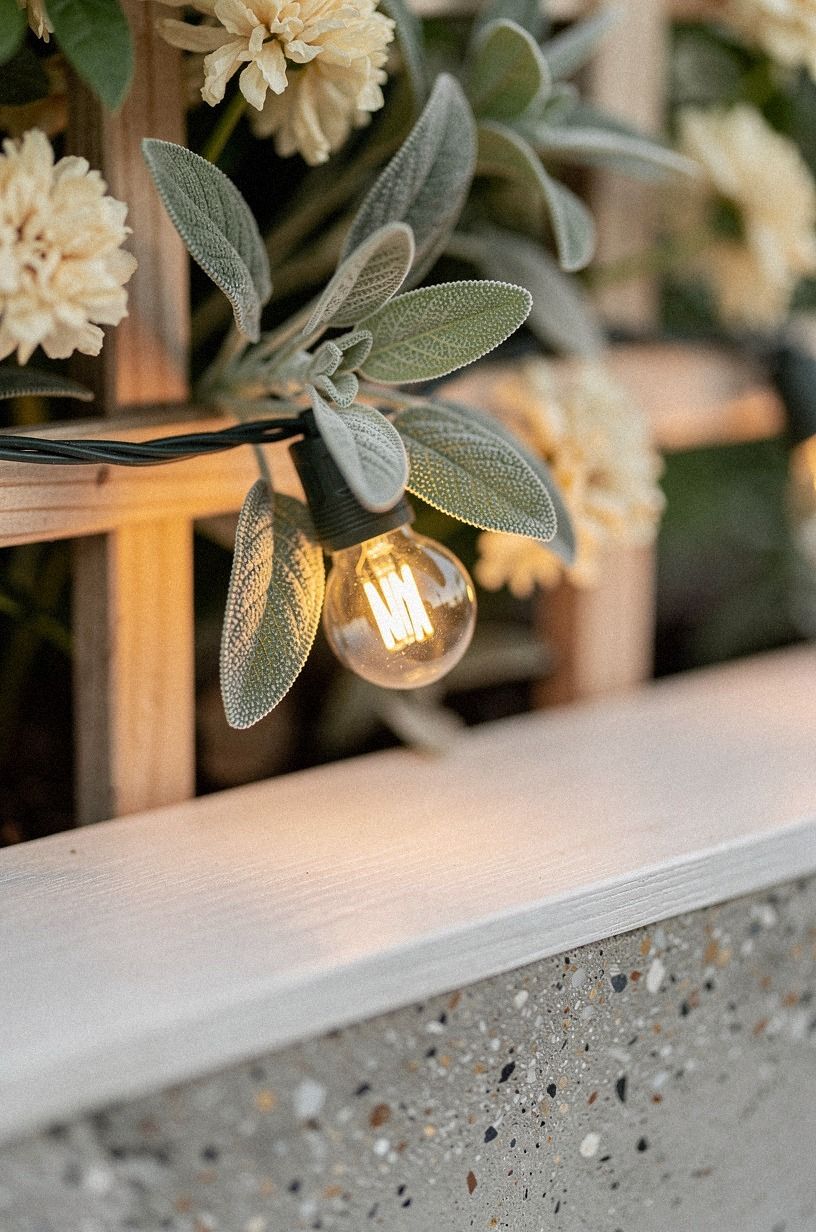 Trail string lights through overhead greenery