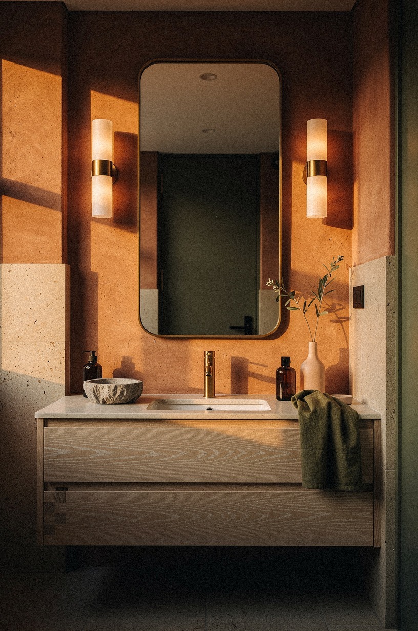 Paint the vanity wall tobacco brown