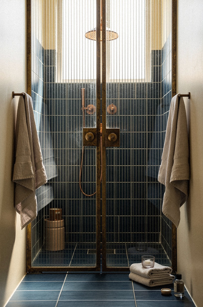 Install fluted glass on the shower door