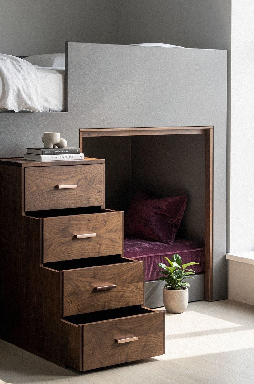 Build stair drawers to a crawl-in hideout