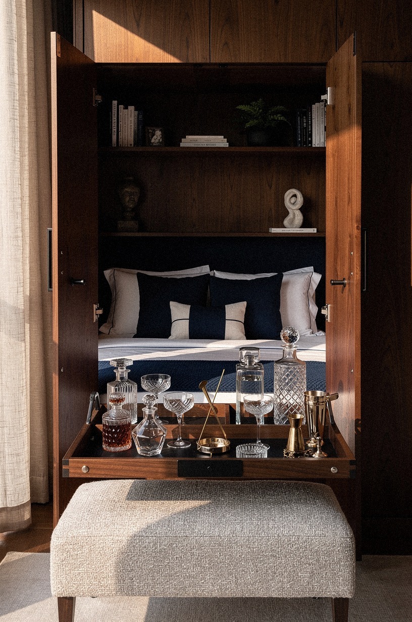 Hide a cocktail tray inside the wardrobe