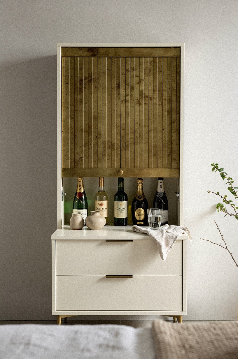 Install a tambour door beside the dresser