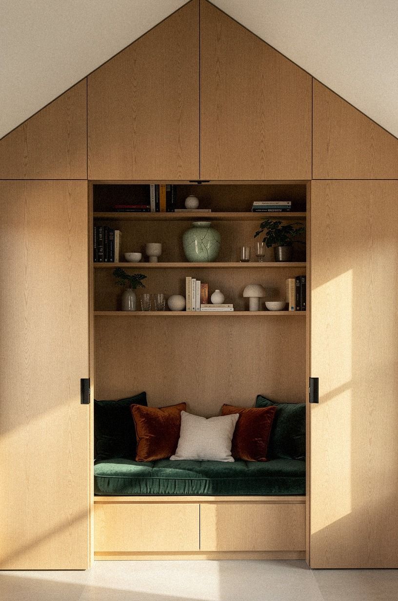 Install touch-latch panels under a pitched ceiling