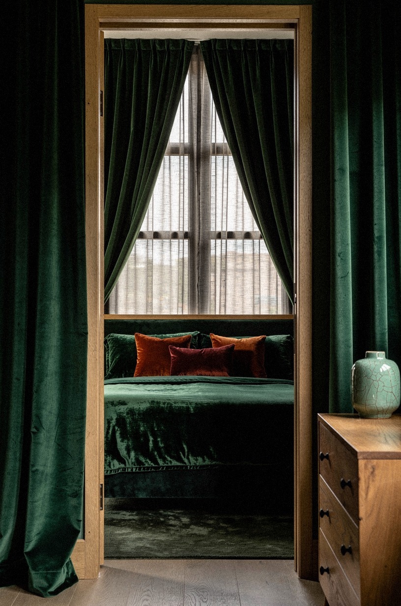Drape heavy curtains from ceiling height