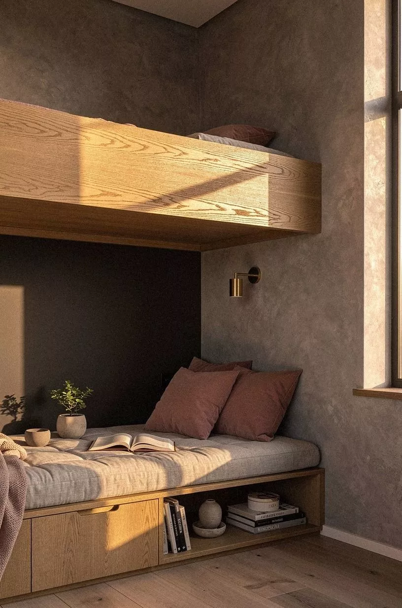 Tuck a reading nook below a lofted bed
