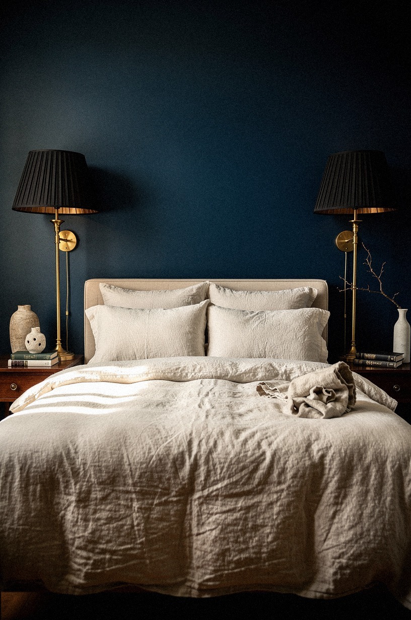 Style brass lamps with pleated black shades