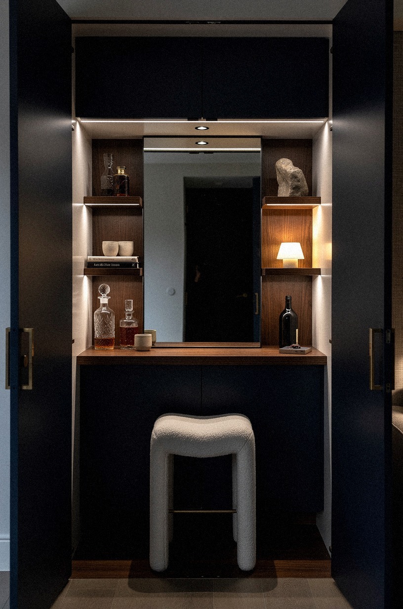 Mount a smoked mirror above the counter