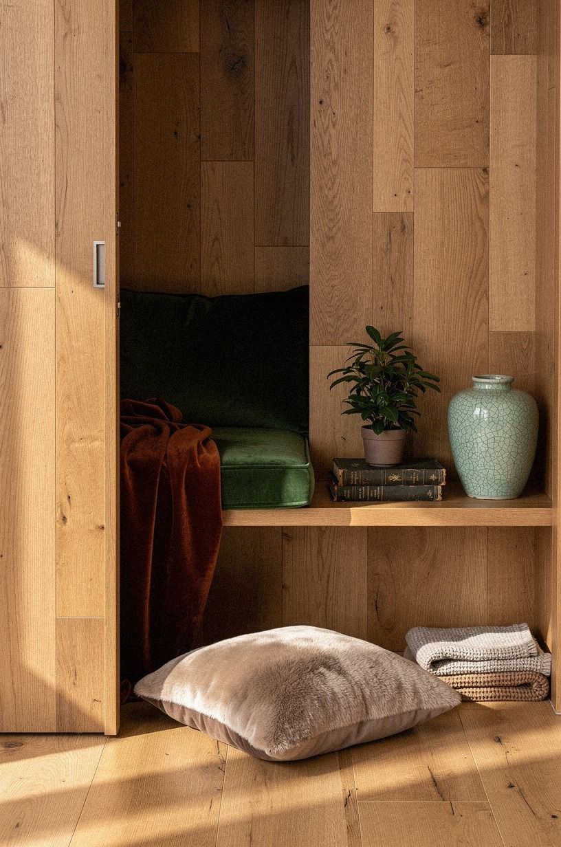 Line the walls with peel-and-stick wood