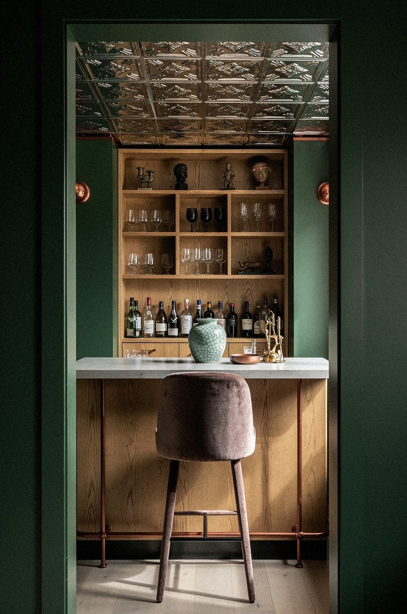 Line the ceiling with tin tiles