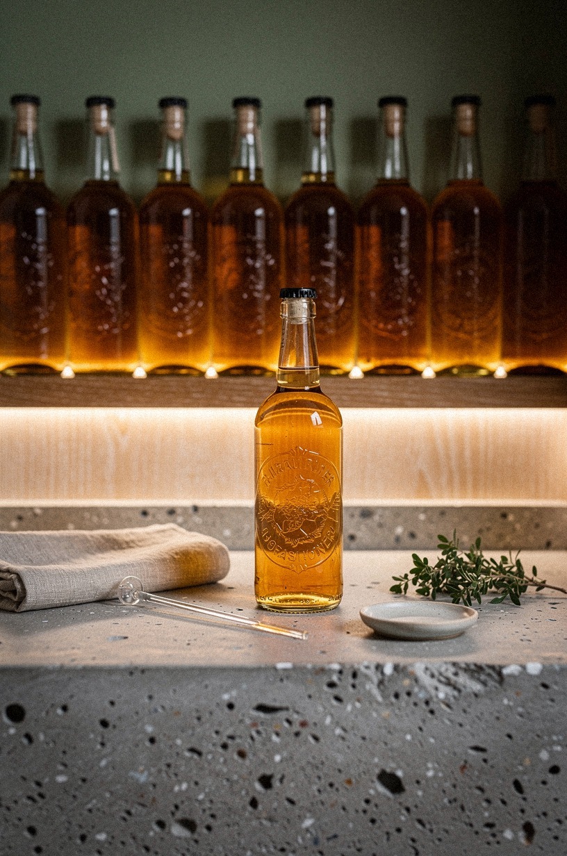 Backlight amber bottles with LED strips