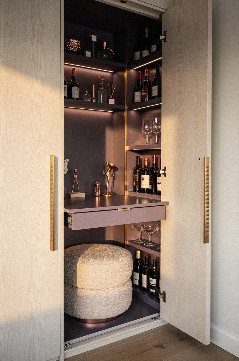 Fit a hinged tasting counter inside