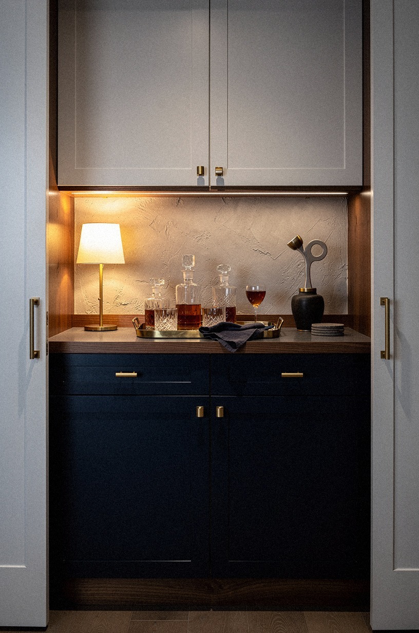 Style decanters on a mirrored tray