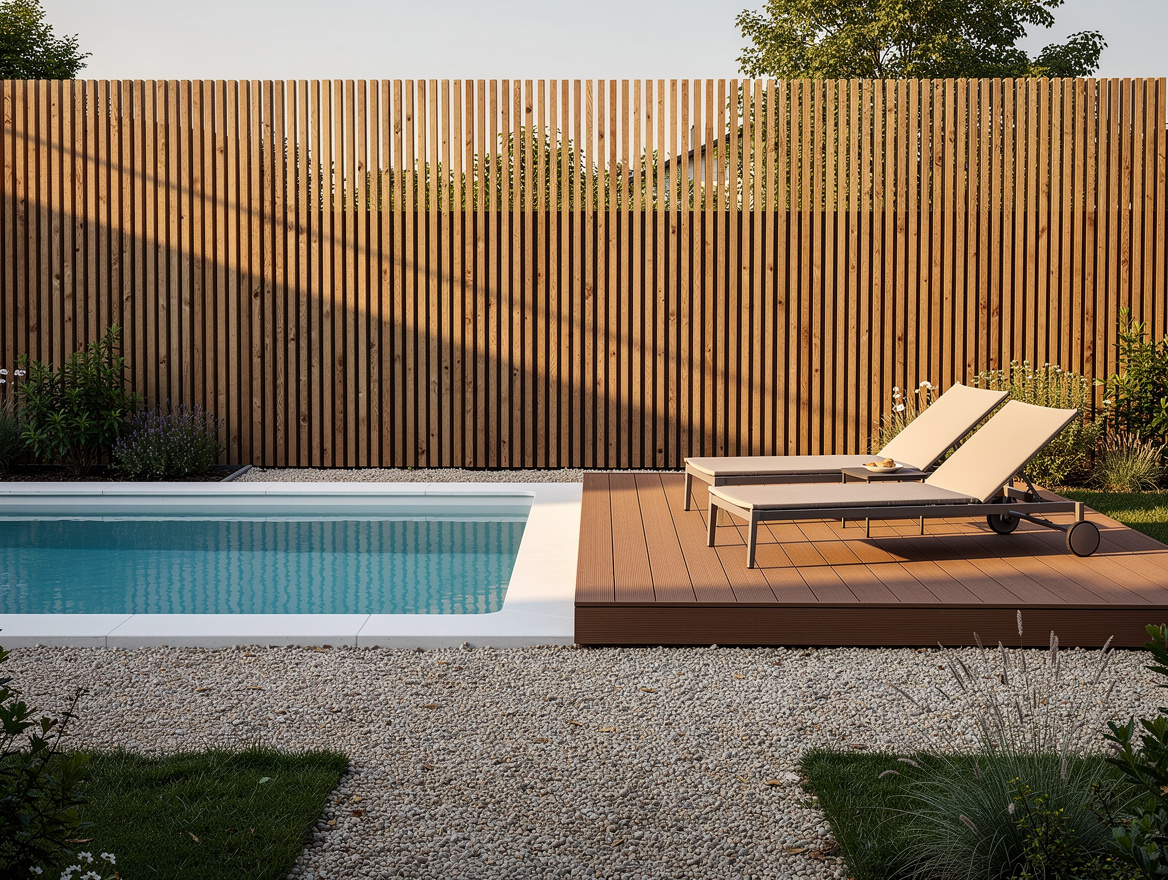Medium shot of a small backyard semi-inground pool with partial composite deck,