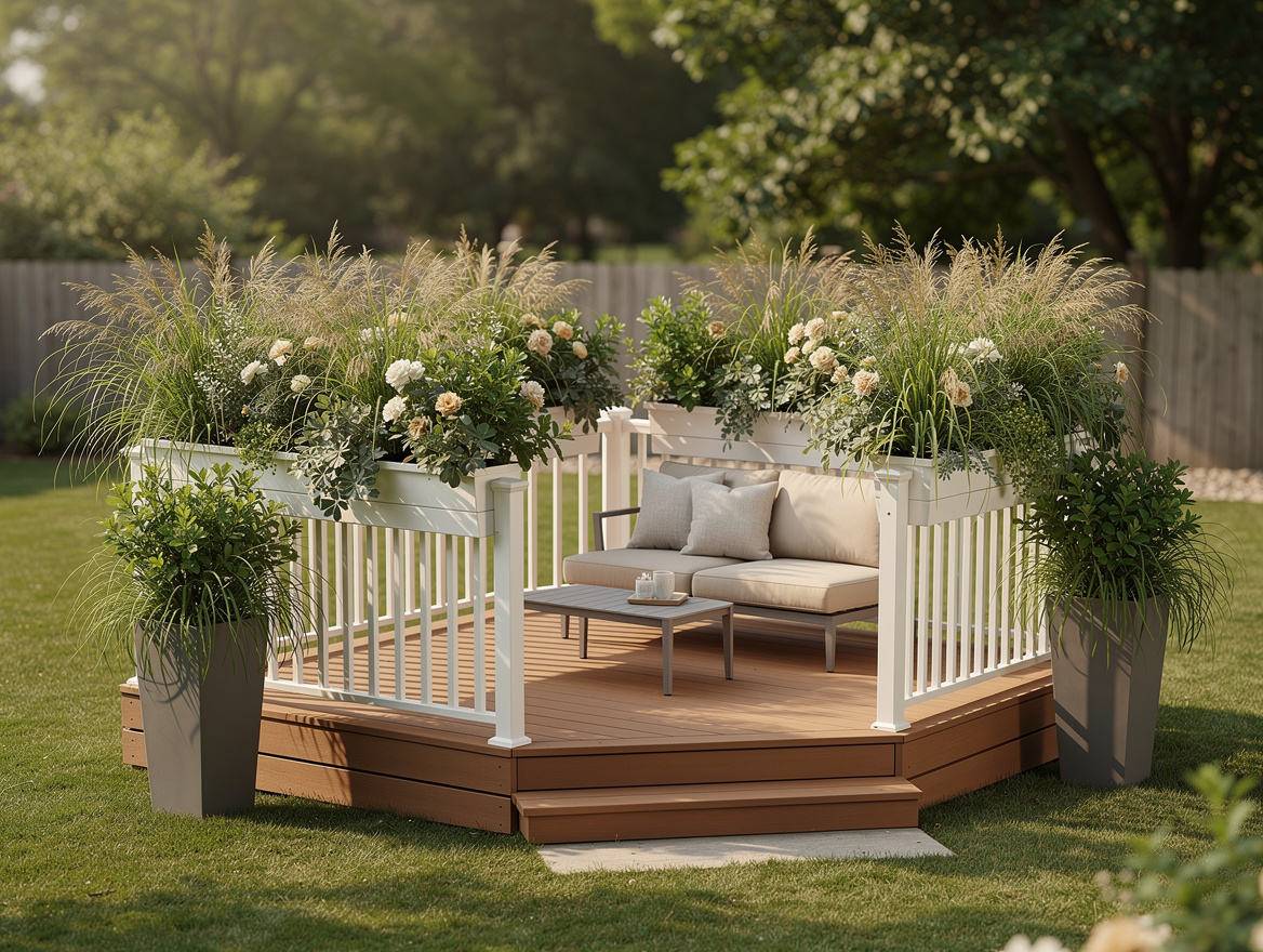 Medium shot of a small American deck using a continuous line of 24-inch railing