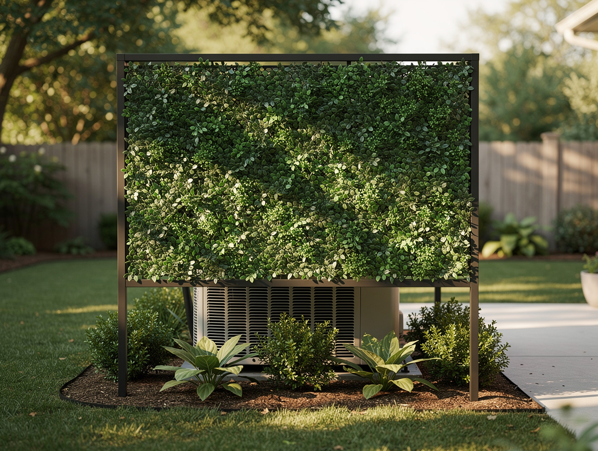 wide backyard ambiance showing faux planter wall screen floating 20 cm in front