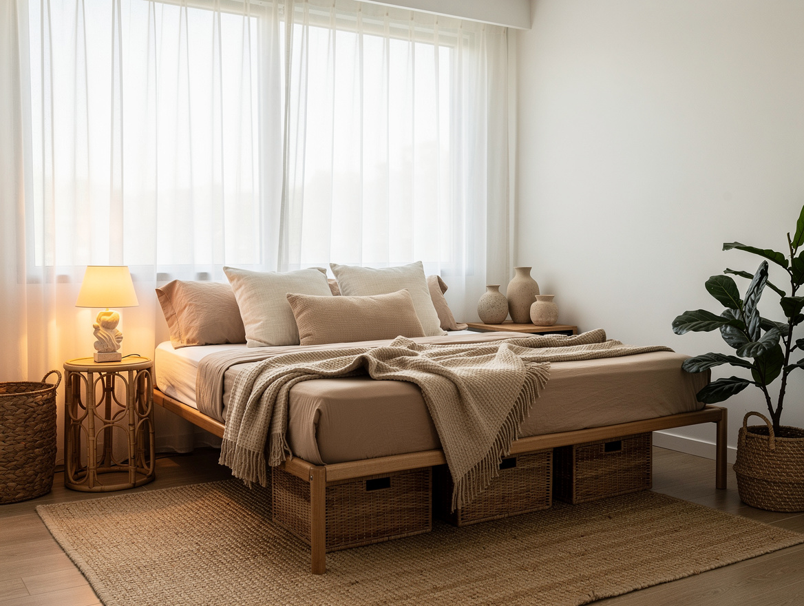 Wide ambient interior photo of a calm renter-friendly lounge nook under a window