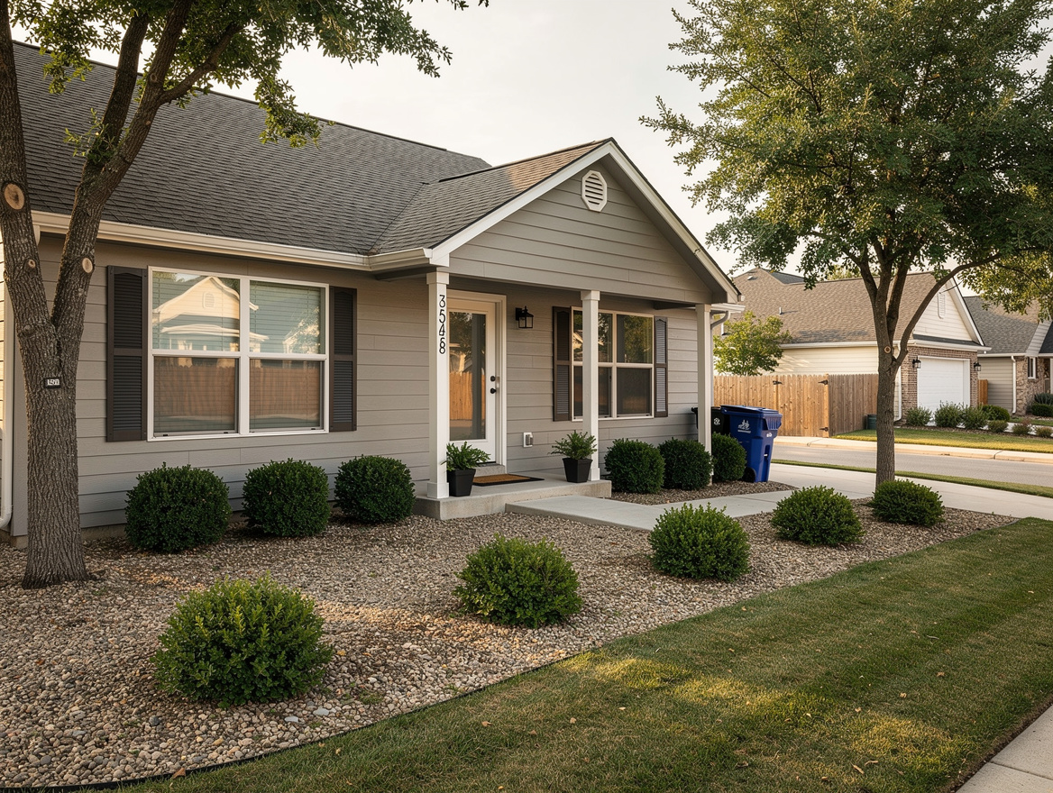 Wide ambient photo of an American house with a 5-foot noncombustible zone, space