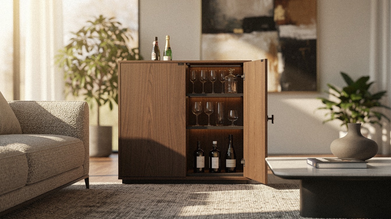 How to Create a Hidden Bar Cabinet That Passes as Furniture